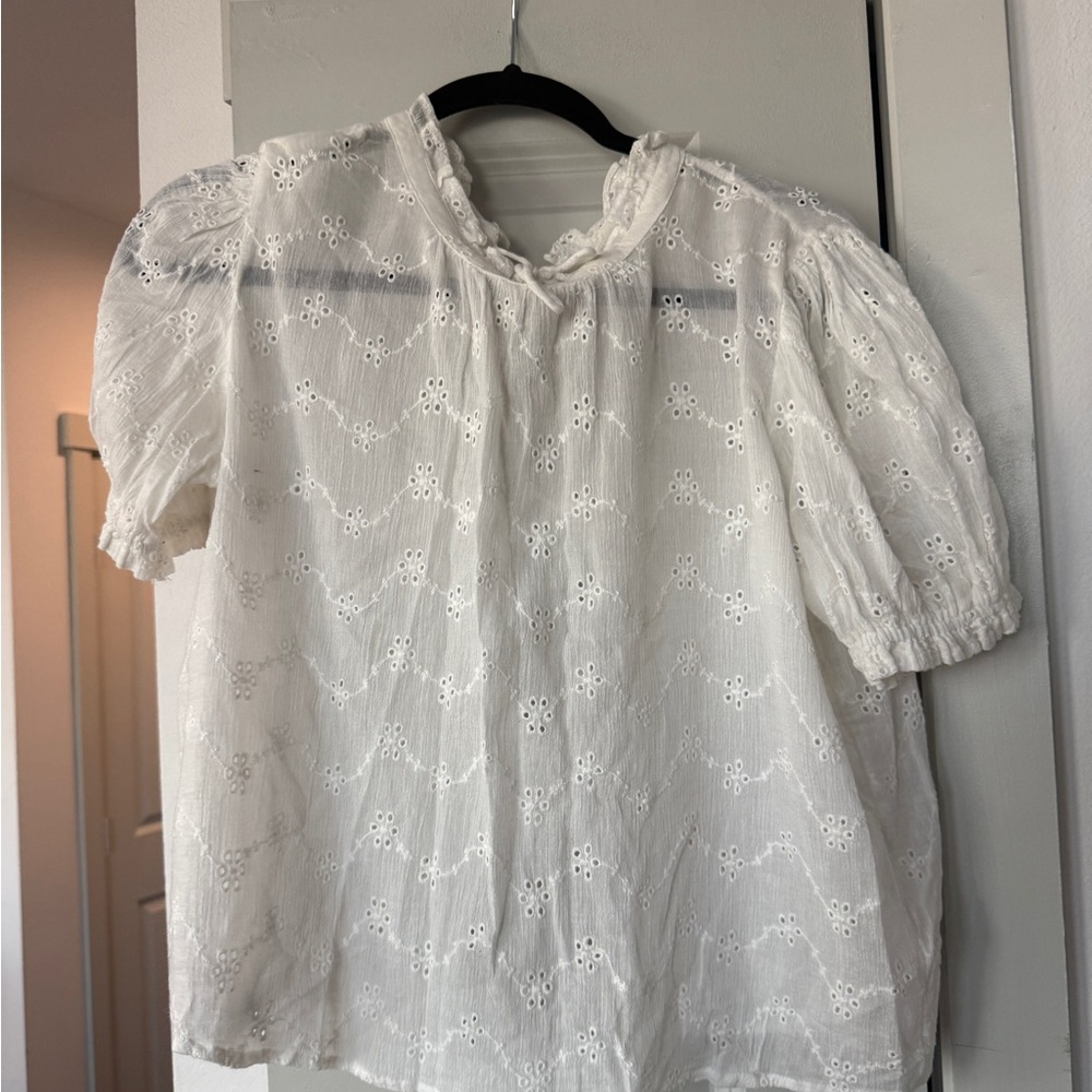 Free People White Letters to Juliet Eyelet Blouse